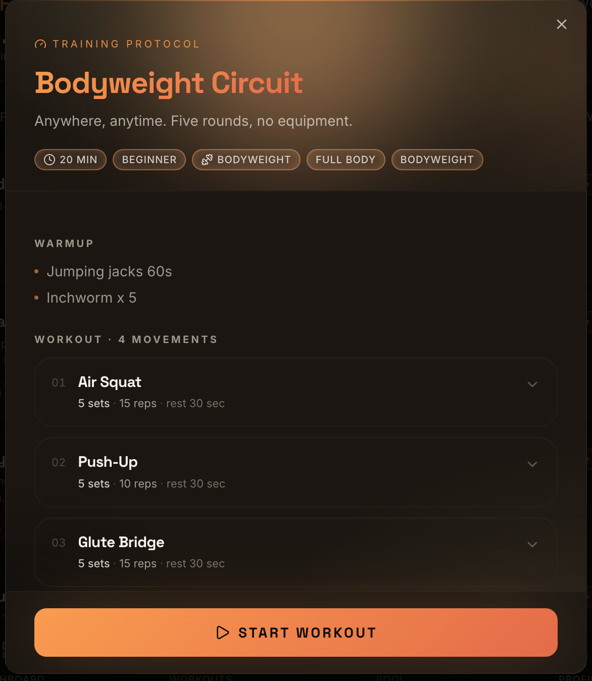 Bodyweight Circuit workout preview